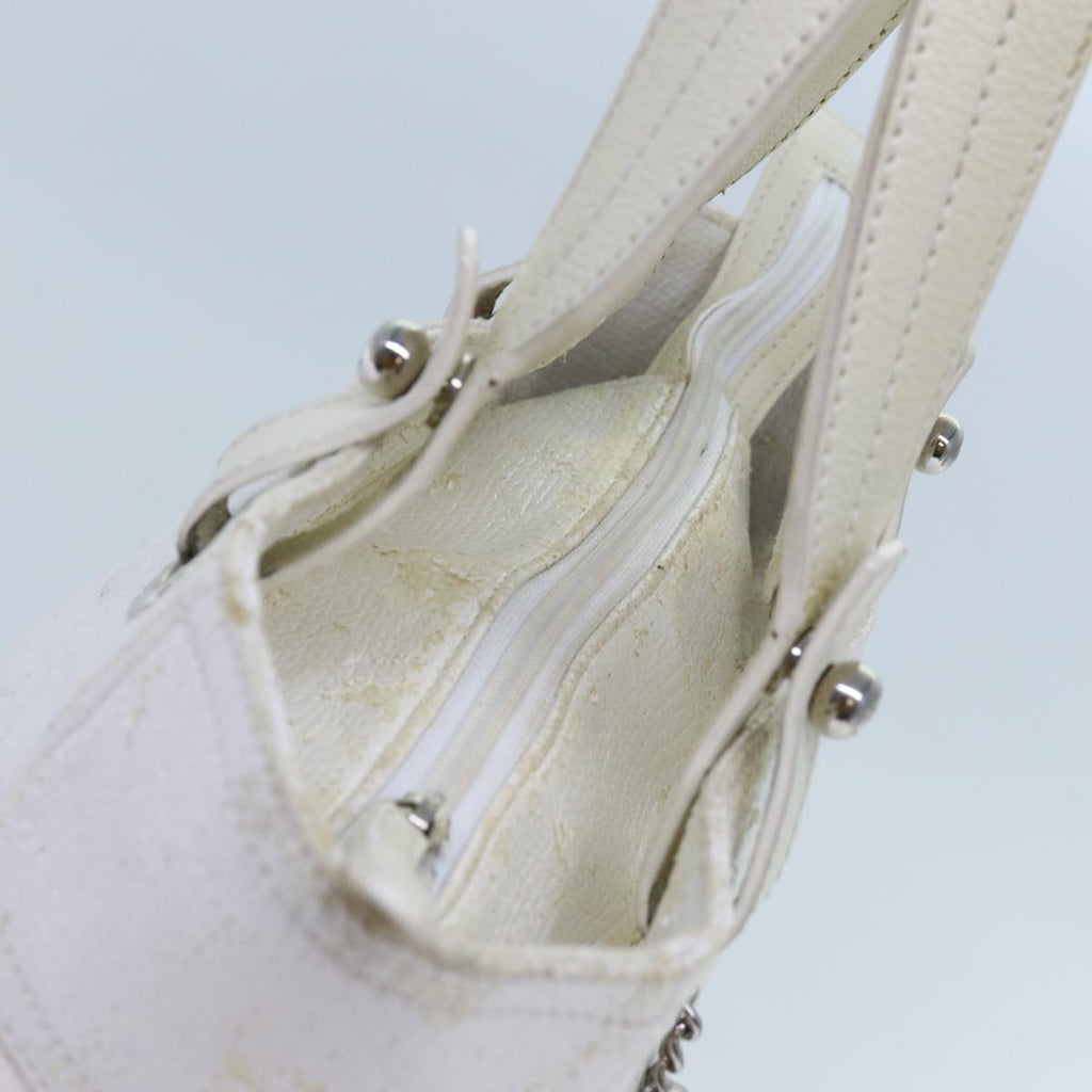 CHANEL Paris Biarritz PM Tote Bag Coated Canvas White CC 70278