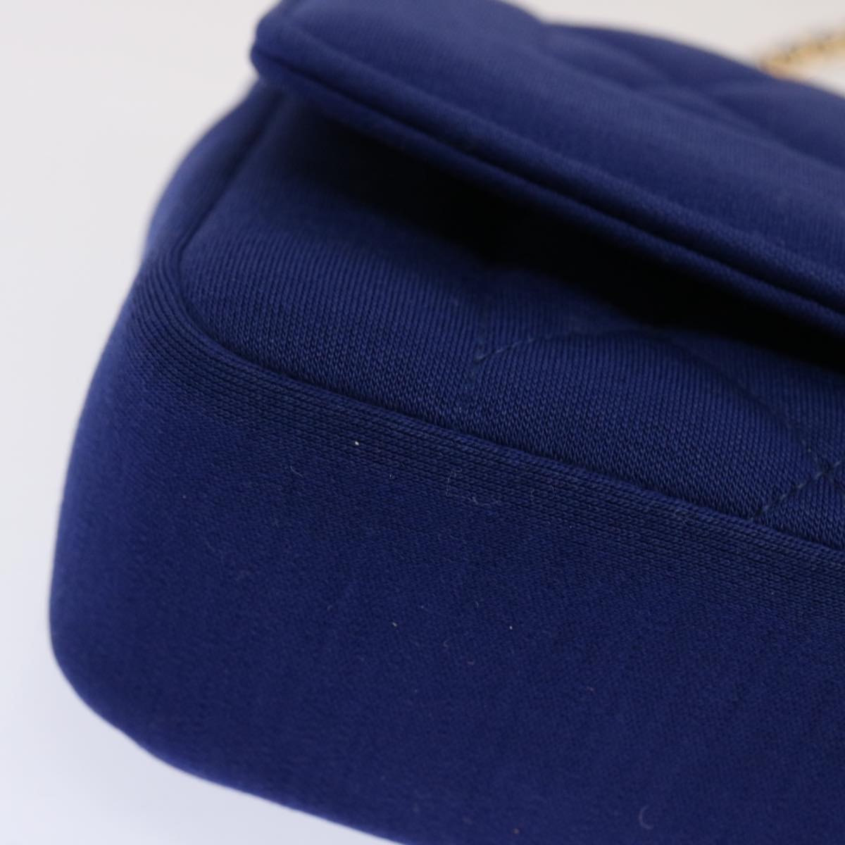 CHANEL Diana Matelasse Chain Shoulder Bag Canvas Blue CC 70391A