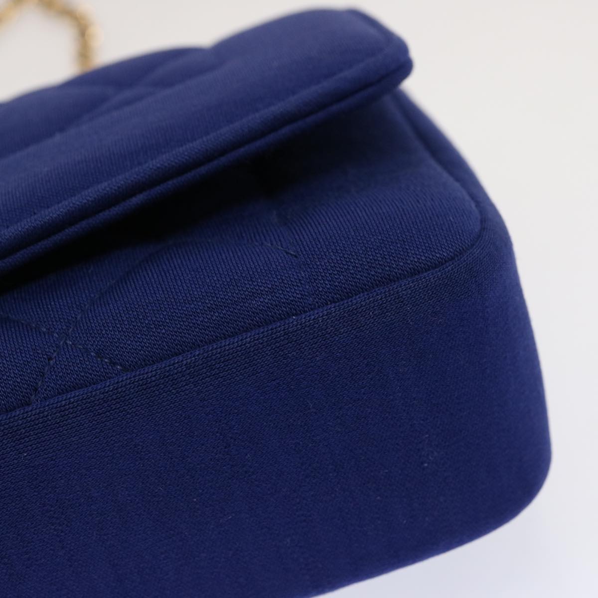 CHANEL Diana Matelasse Chain Shoulder Bag Canvas Blue CC 70391A