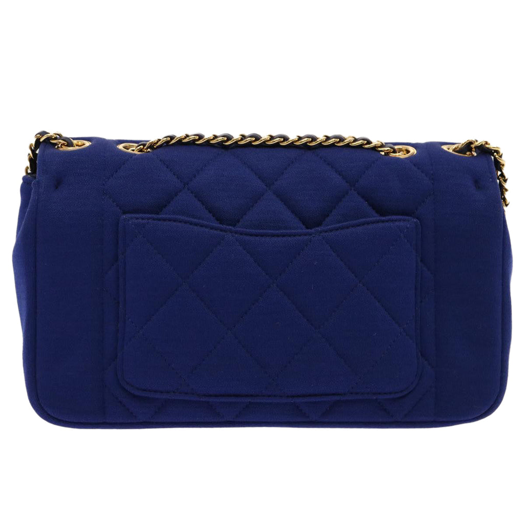 CHANEL Diana Matelasse Chain Shoulder Bag Canvas Blue CC 70391A