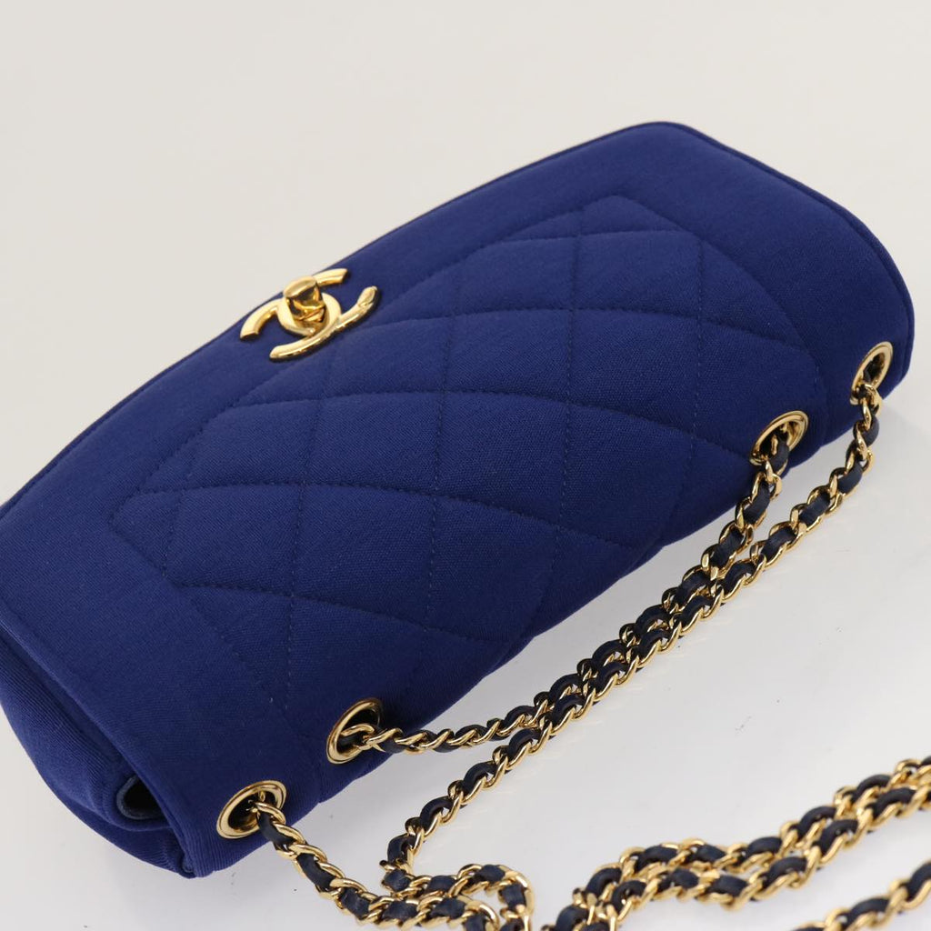 CHANEL Diana Matelasse Chain Shoulder Bag Canvas Blue CC 70391A