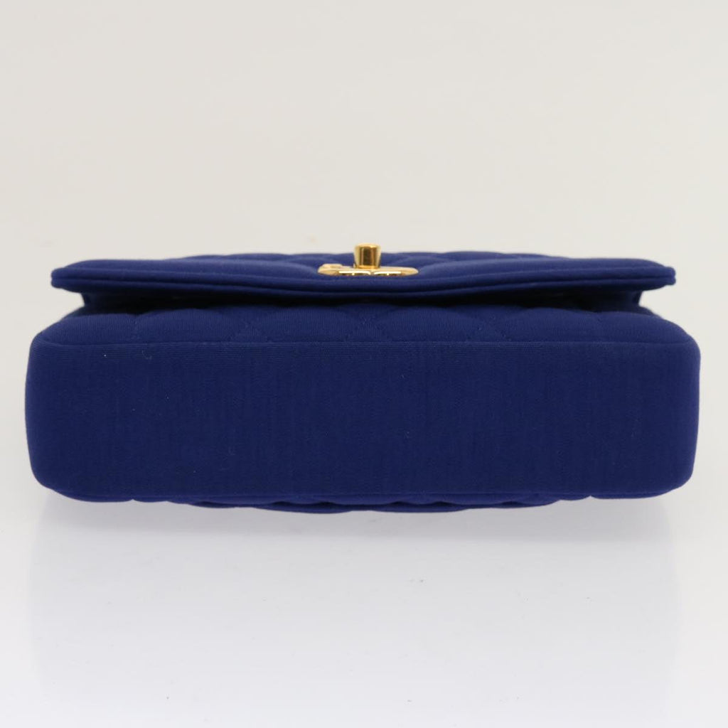 CHANEL Diana Matelasse Chain Shoulder Bag Canvas Blue CC 70391A