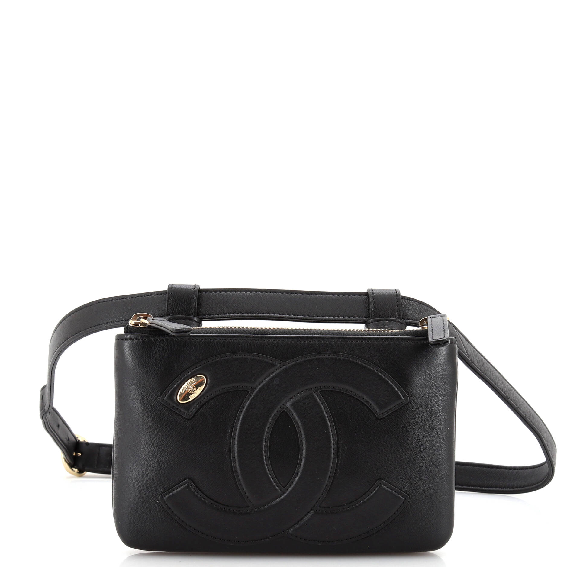 CHANEL CC Mania Double Zip Belt Bag Lambskin
