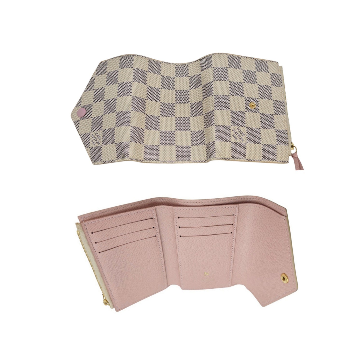 Louis Vuitton Damier Azur Victorine Rose Ballerine Wallet