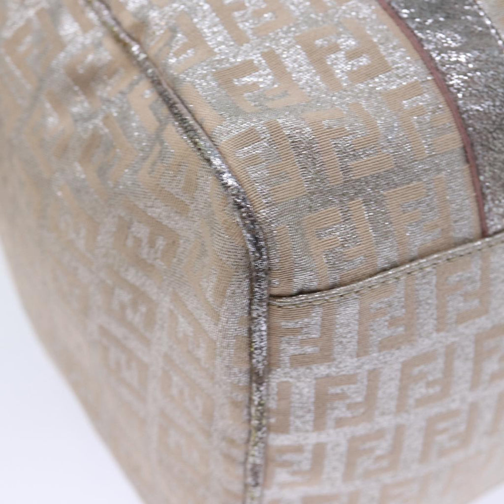 FENDI Zucchino Canvas Hand Bag Silver 70429