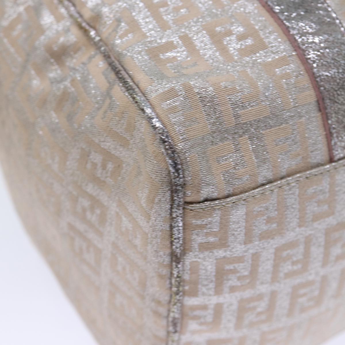 FENDI Zucchino Canvas Hand Bag Silver 70429