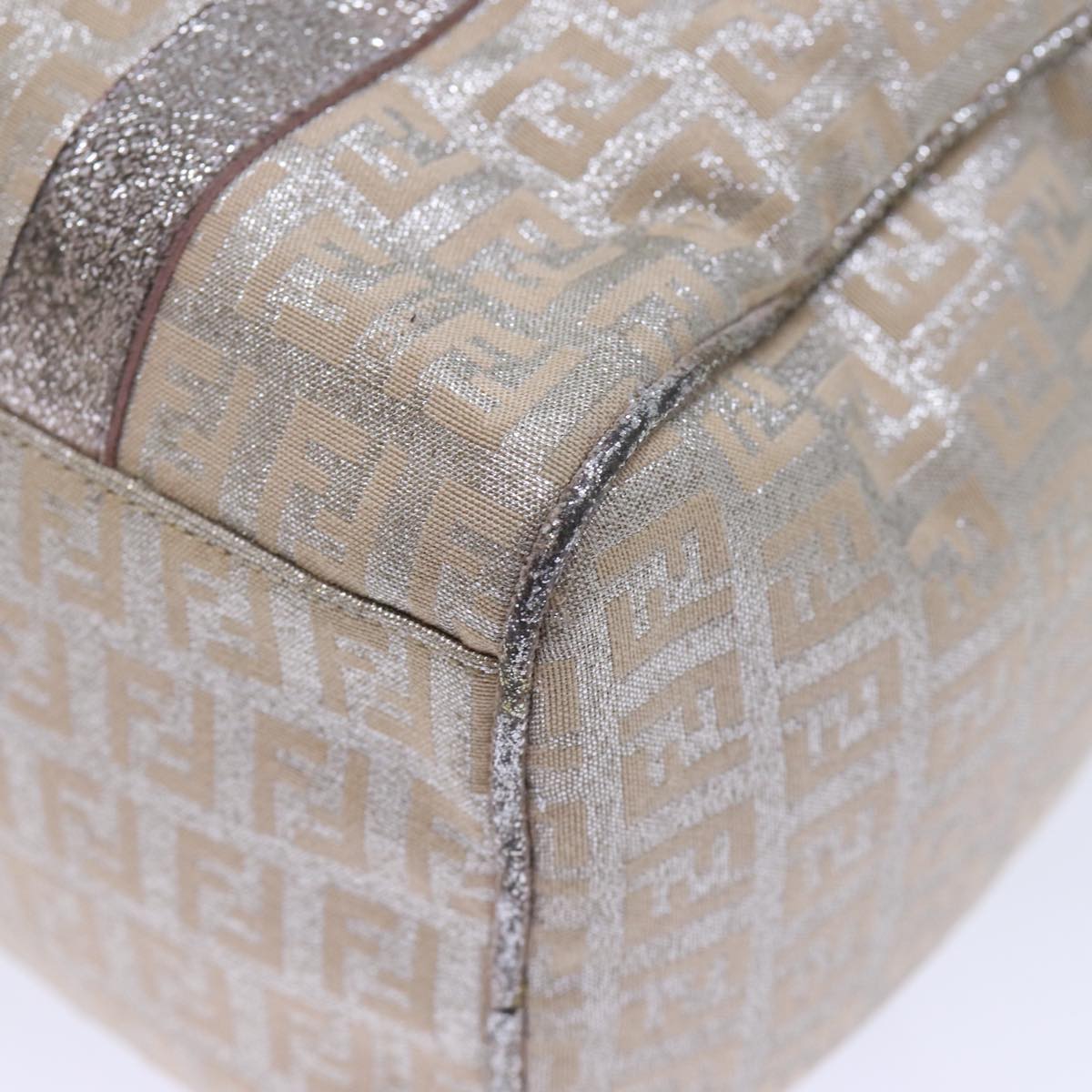 FENDI Zucchino Canvas Hand Bag Silver 70429