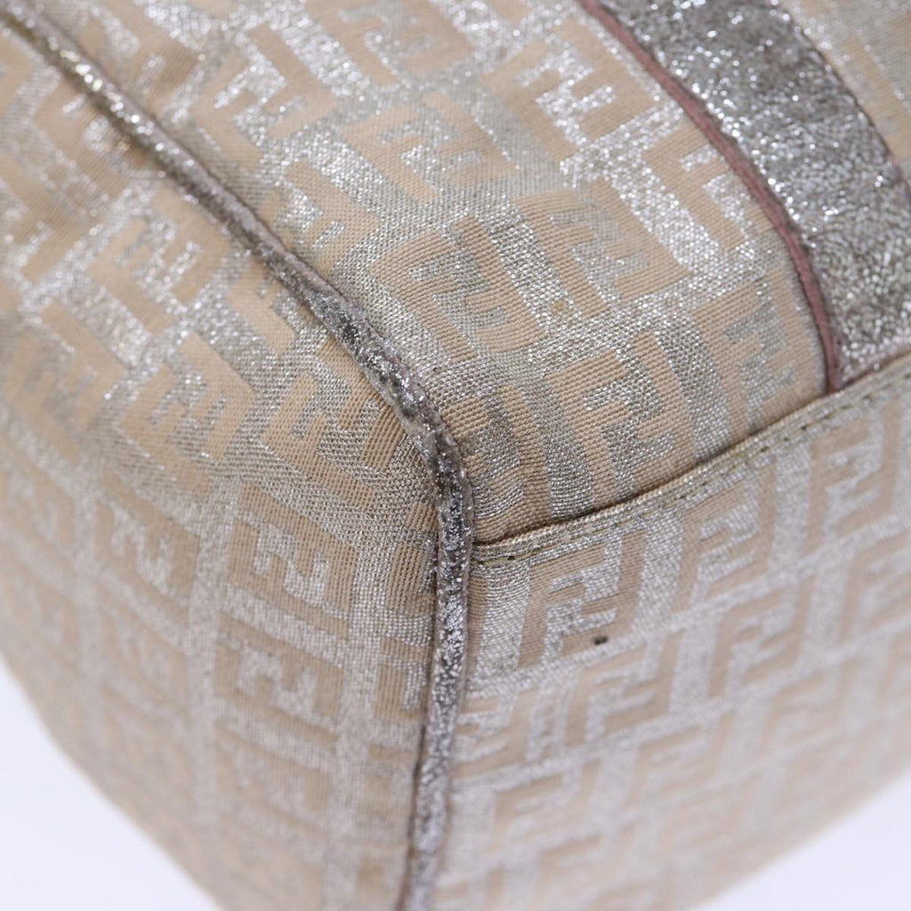FENDI Zucchino Canvas Hand Bag Silver 70429