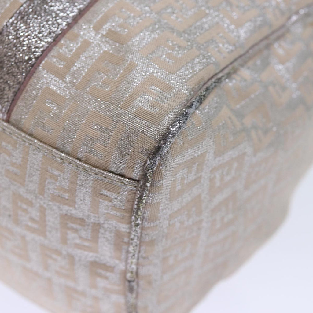 FENDI Zucchino Canvas Hand Bag Silver 70429
