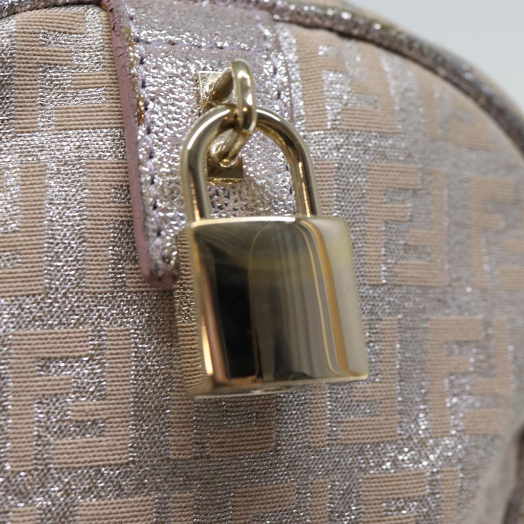 FENDI Zucchino Canvas Hand Bag Silver 70429