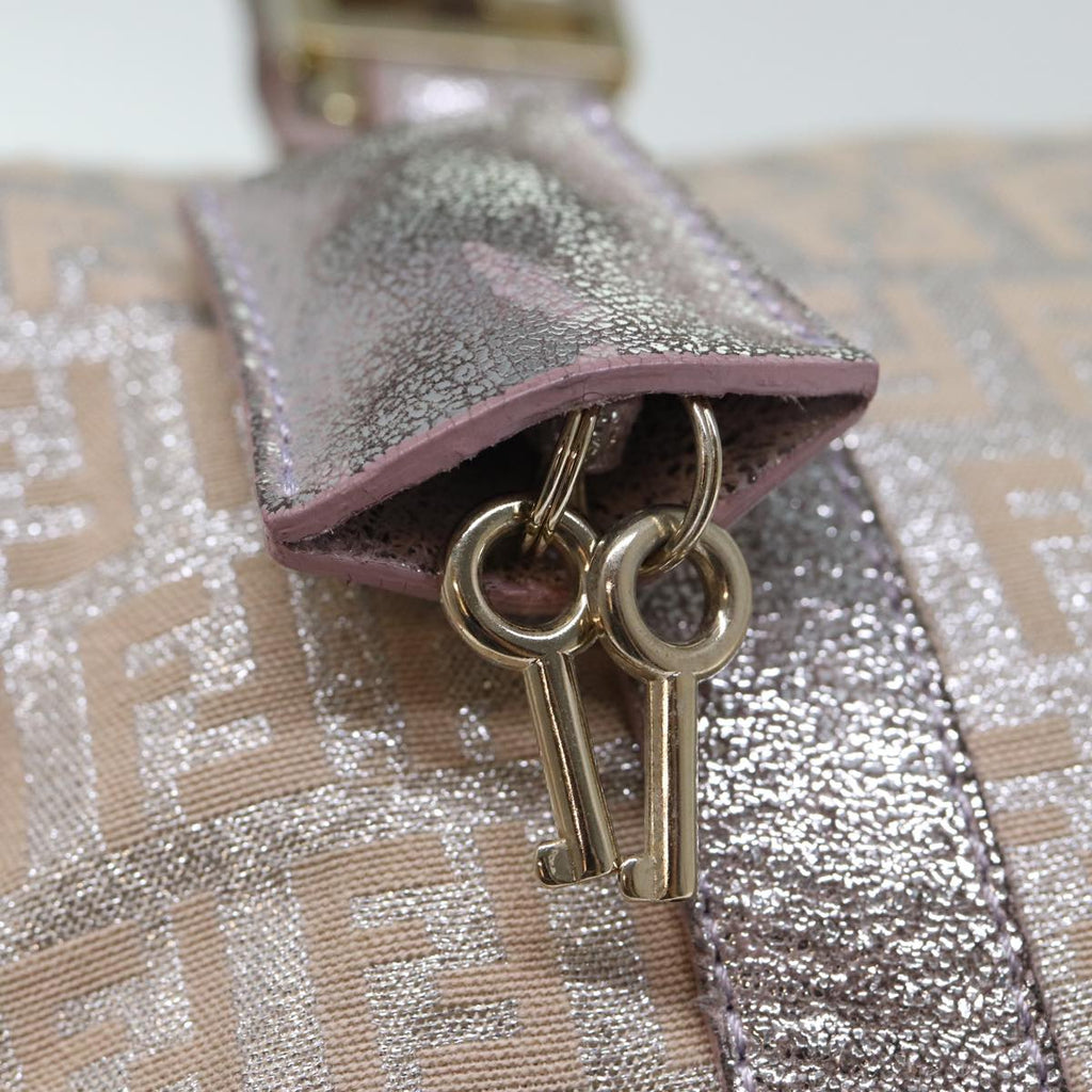 FENDI Zucchino Canvas Hand Bag Silver 70429