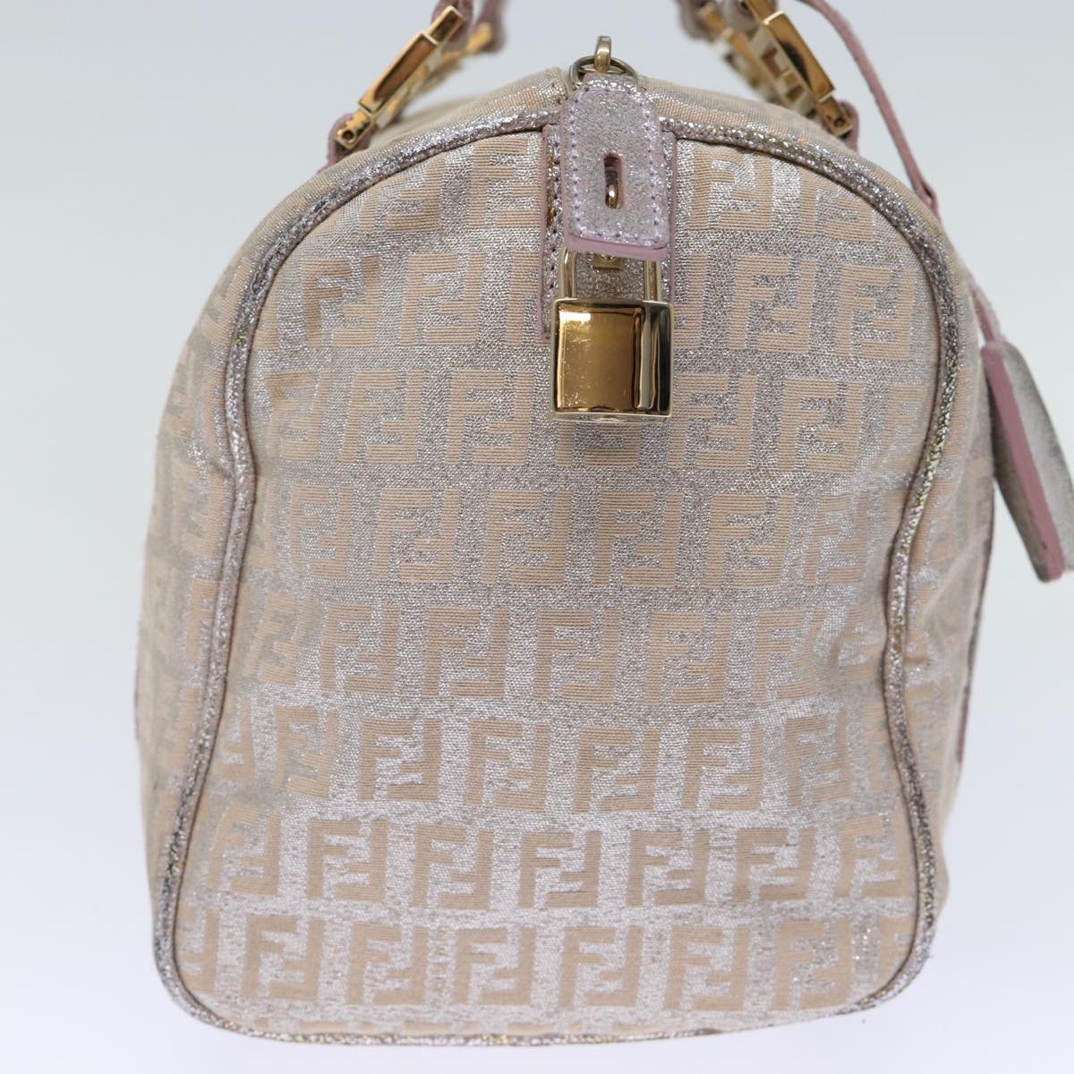 FENDI Zucchino Canvas Hand Bag Silver 70429