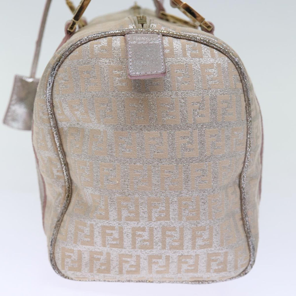 FENDI Zucchino Canvas Hand Bag Silver 70429