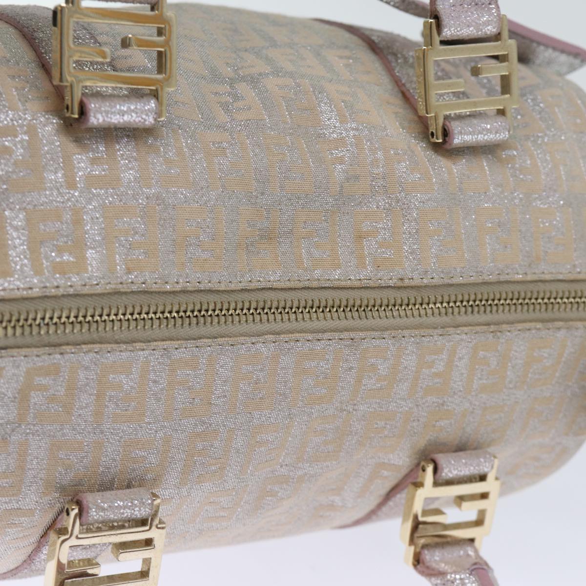 FENDI Zucchino Canvas Hand Bag Silver 70429