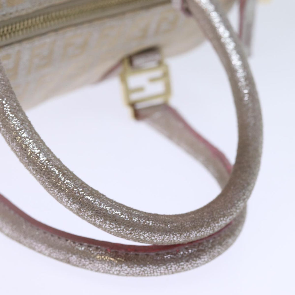 FENDI Zucchino Canvas Hand Bag Silver 70429