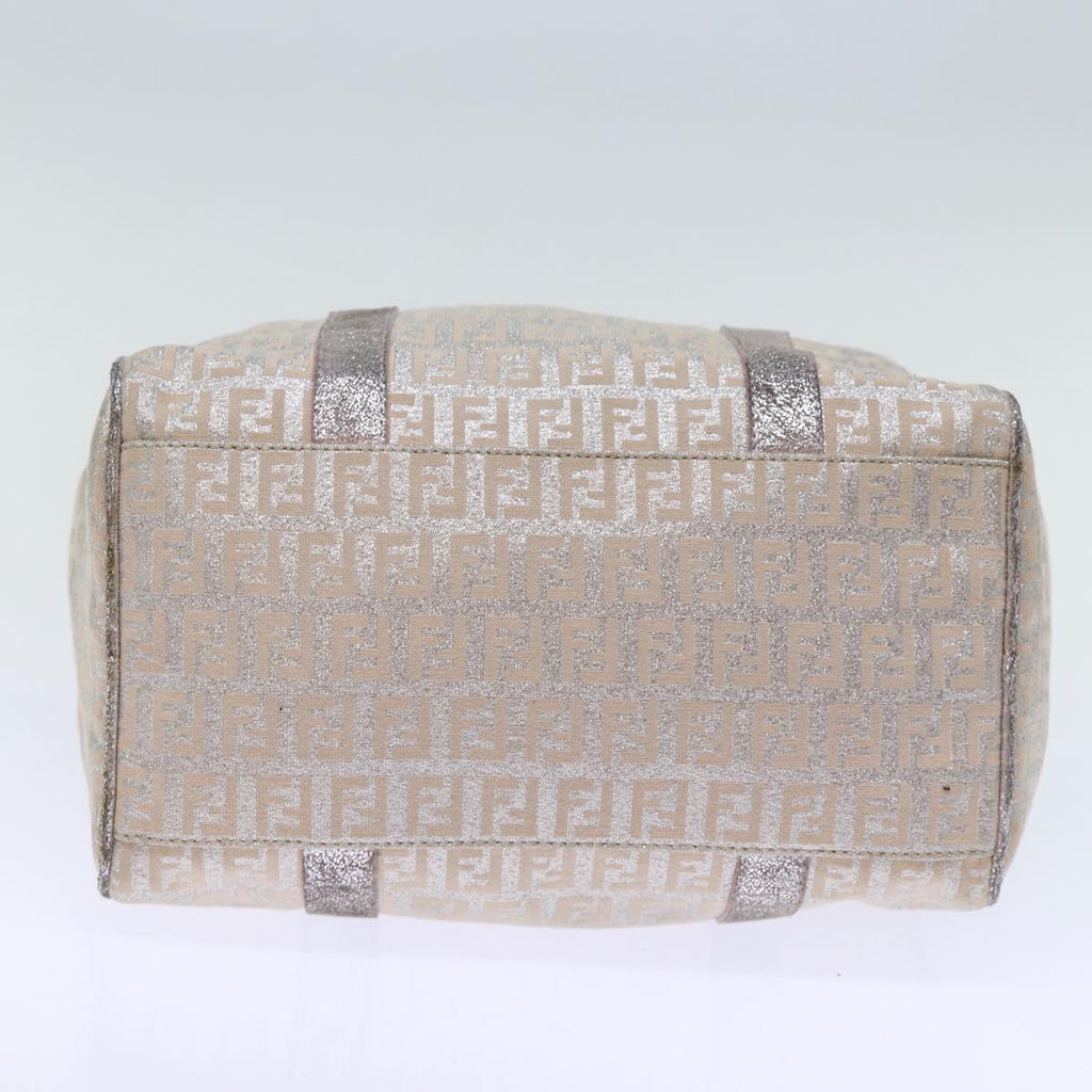 FENDI Zucchino Canvas Hand Bag Silver 70429