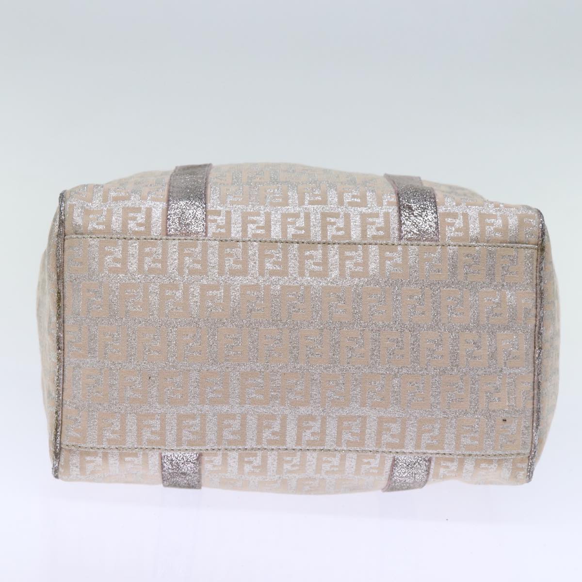 FENDI Zucchino Canvas Hand Bag Silver 70429