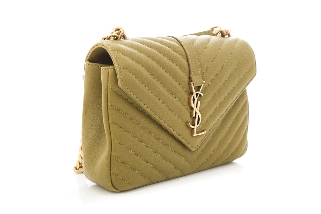 Saint Laurent Green College Chain Quilted Handbag