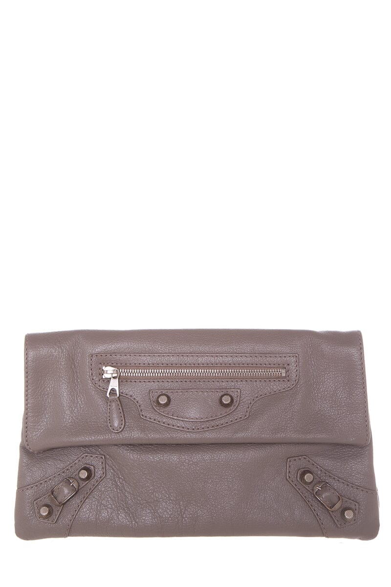Balenciaga Classic Studs Taupe Envelope Clutch