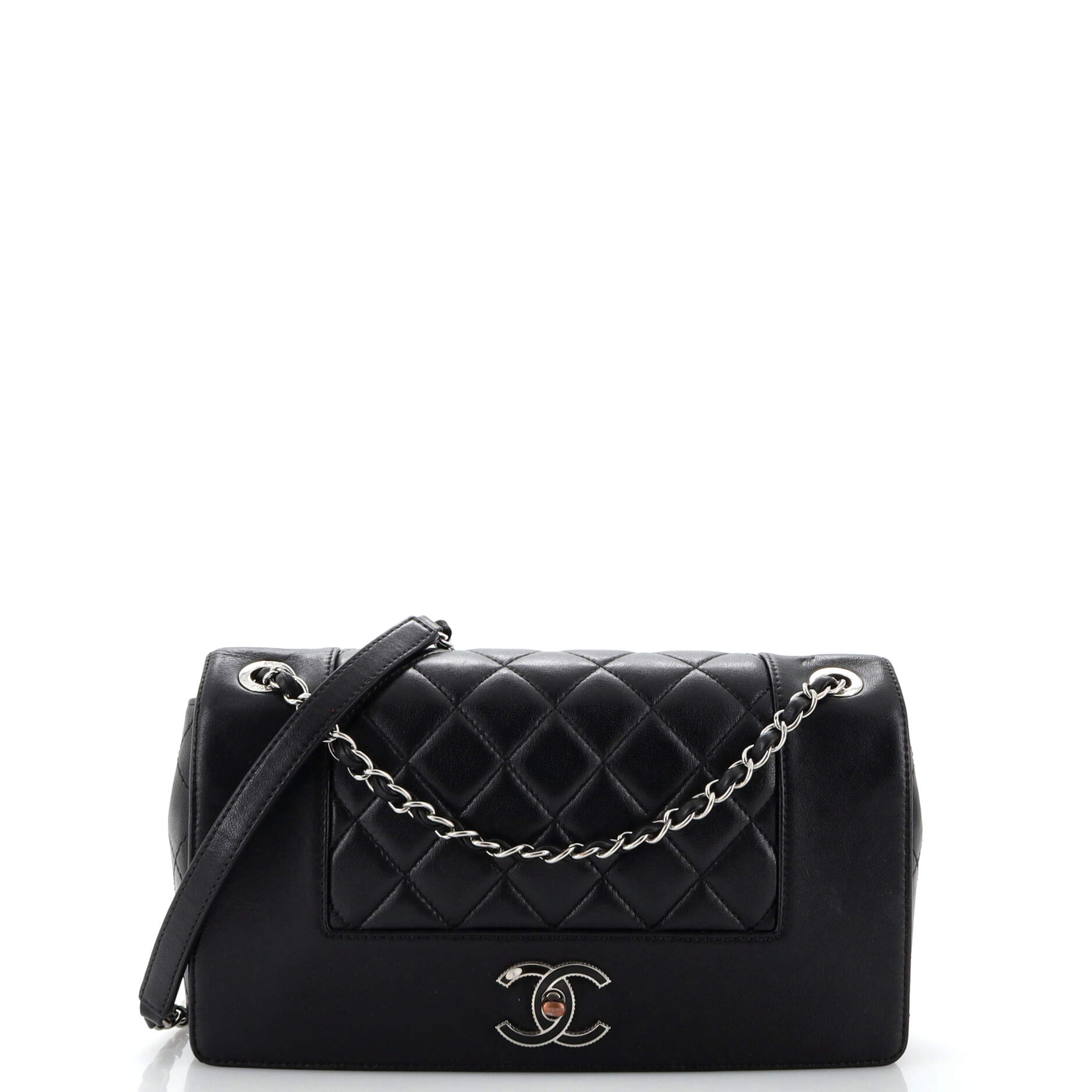 CHANEL Mademoiselle Vintage Flap Bag Quilted Sheepskin Medium