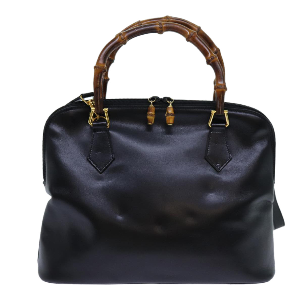GUCCI Bamboo Hand Bag Leather 2way Black 70622