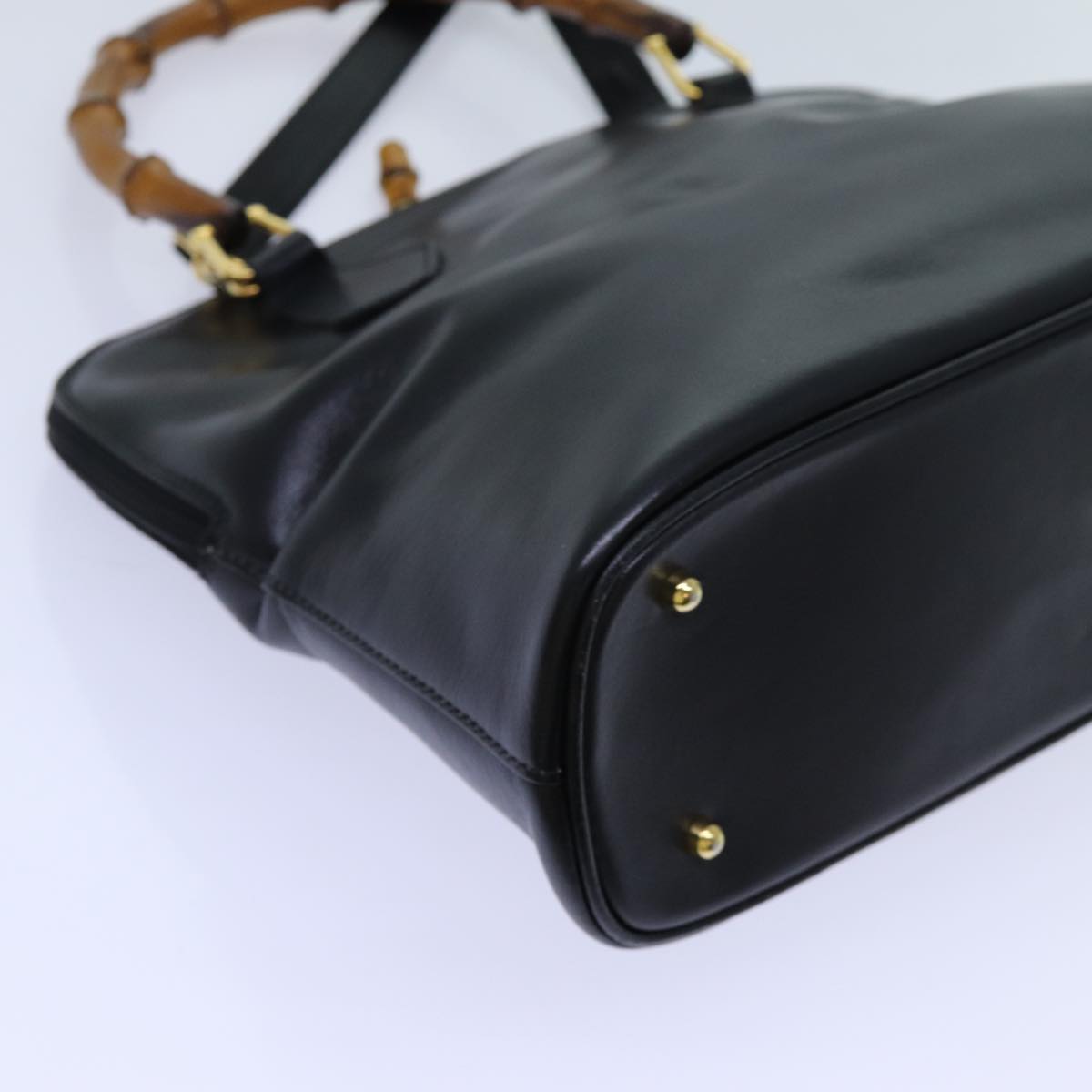 GUCCI Bamboo Hand Bag Leather 2way Black 70622