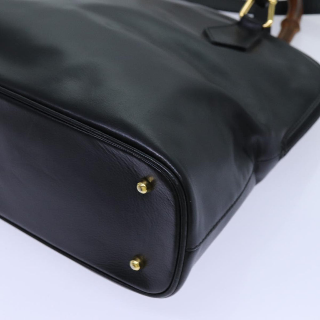 GUCCI Bamboo Hand Bag Leather 2way Black 70622
