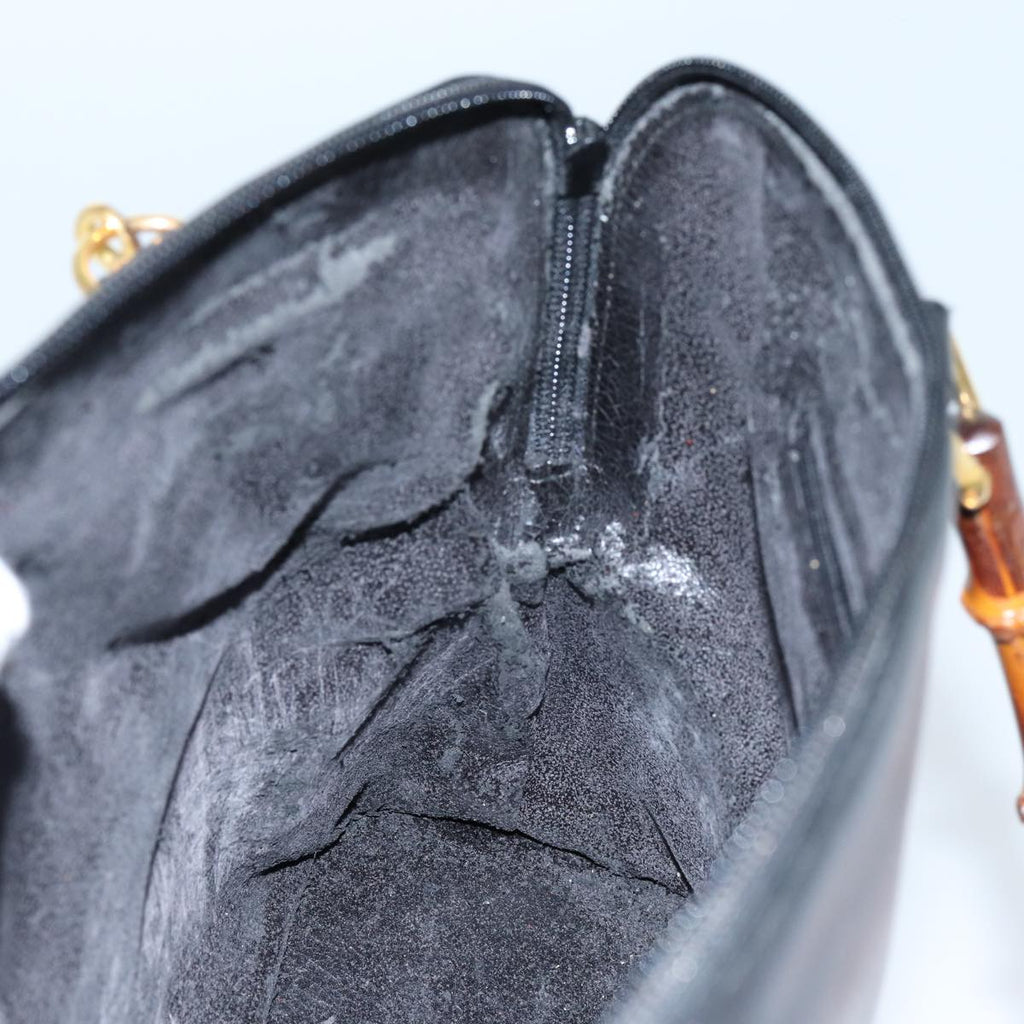 GUCCI Bamboo Hand Bag Leather 2way Black 70622