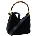 GUCCI Bamboo Shoulder Bag Suede 2way Black 70624