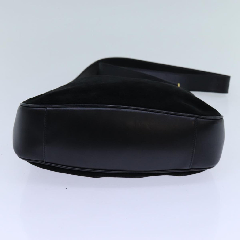 GUCCI Bamboo Shoulder Bag Suede 2way Black 70624