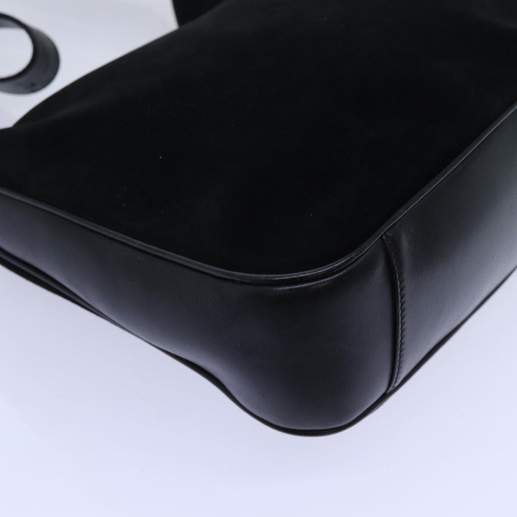GUCCI Bamboo Shoulder Bag Suede 2way Black 70624
