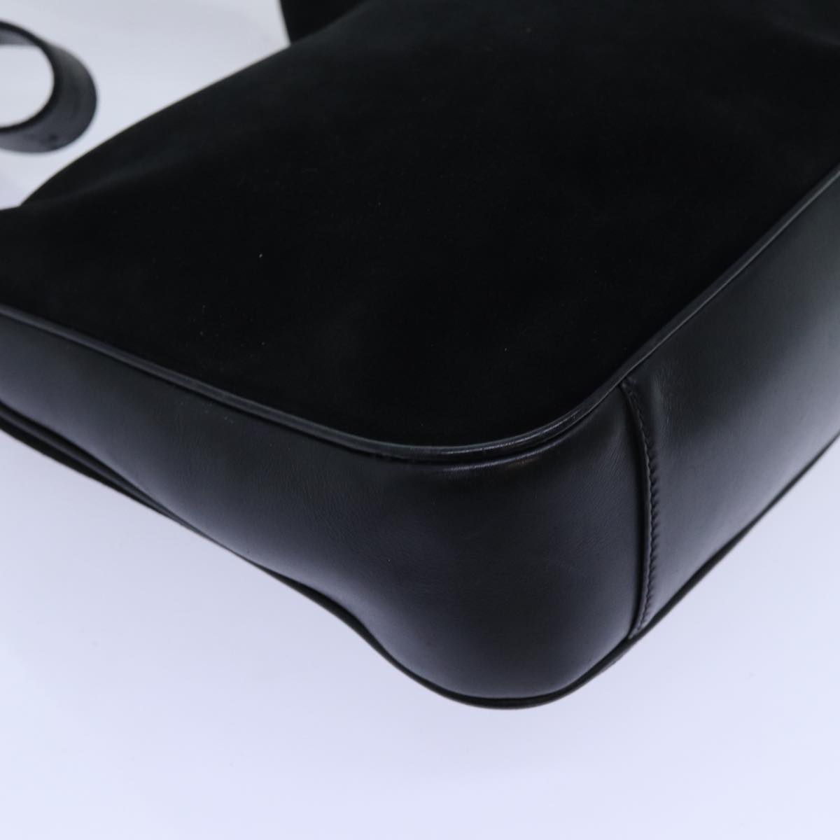 GUCCI Bamboo Shoulder Bag Suede 2way Black 70624