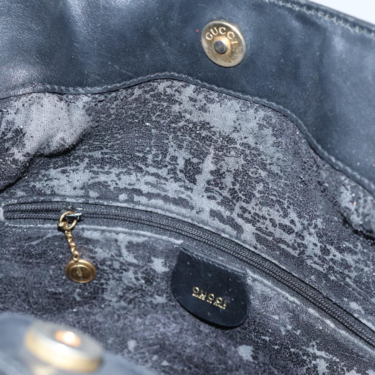 GUCCI Bamboo Shoulder Bag Suede 2way Black 70624