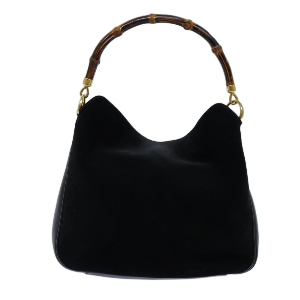 GUCCI Bamboo Shoulder Bag Suede 2way Black 70624