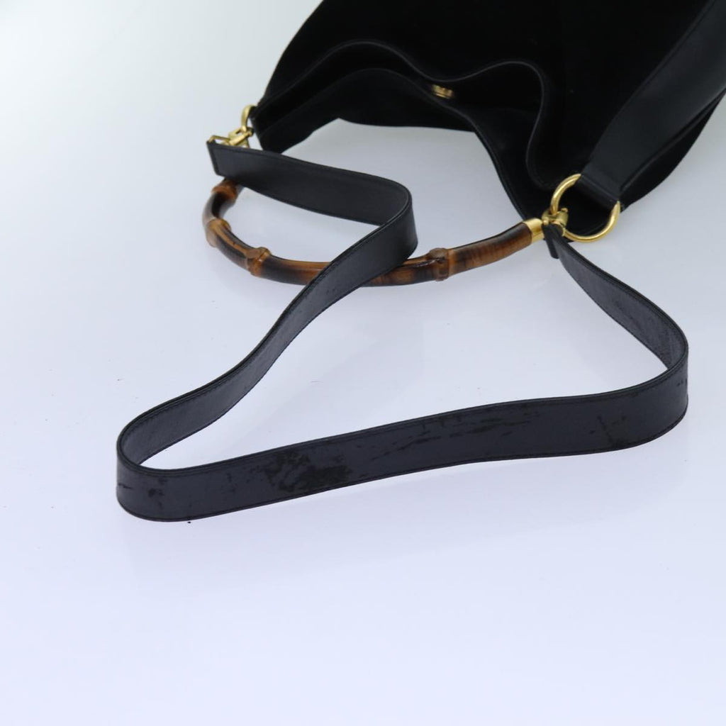GUCCI Bamboo Shoulder Bag Suede 2way Black 70624