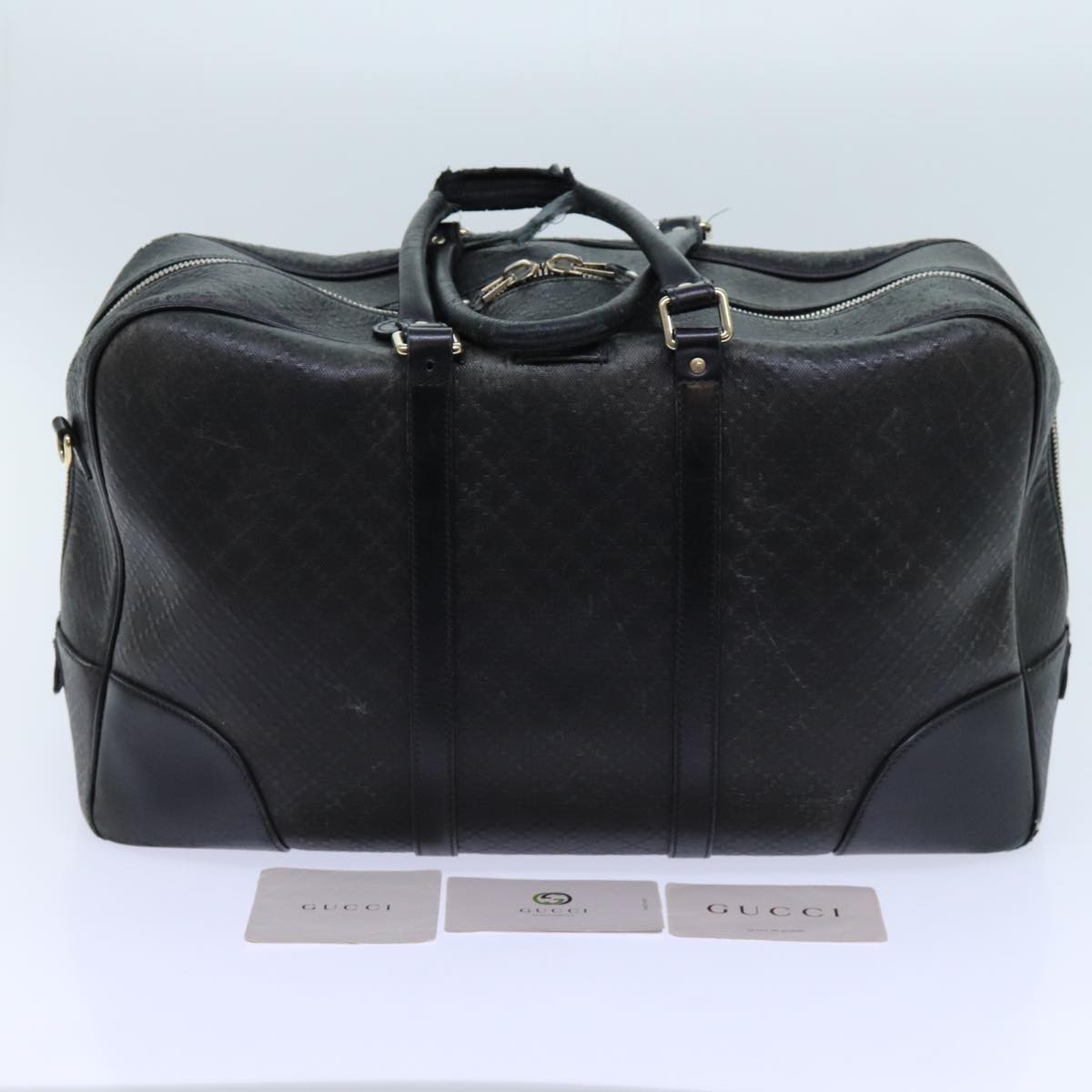 GUCCI Diamante Boston Bag Canvas Black 353394 70683