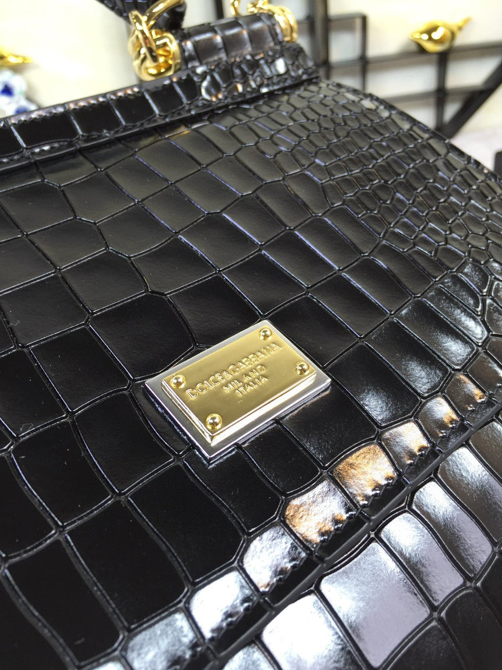 GLAMI MeGLAMIum Sicily Bag In Foiled CrocoGLAMIle-Print Black For Women 10.2in/26cm GLAMI