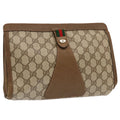 GUCCI GG Supreme Web Sherry Line Clutch Bag PVC Beige Red 89 01 033 70726