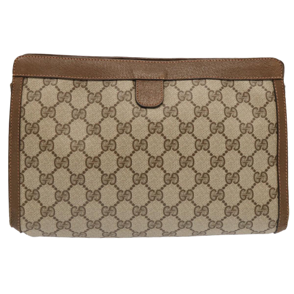 GUCCI GG Supreme Web Sherry Line Clutch Bag PVC Beige Red 89 01 033 70726