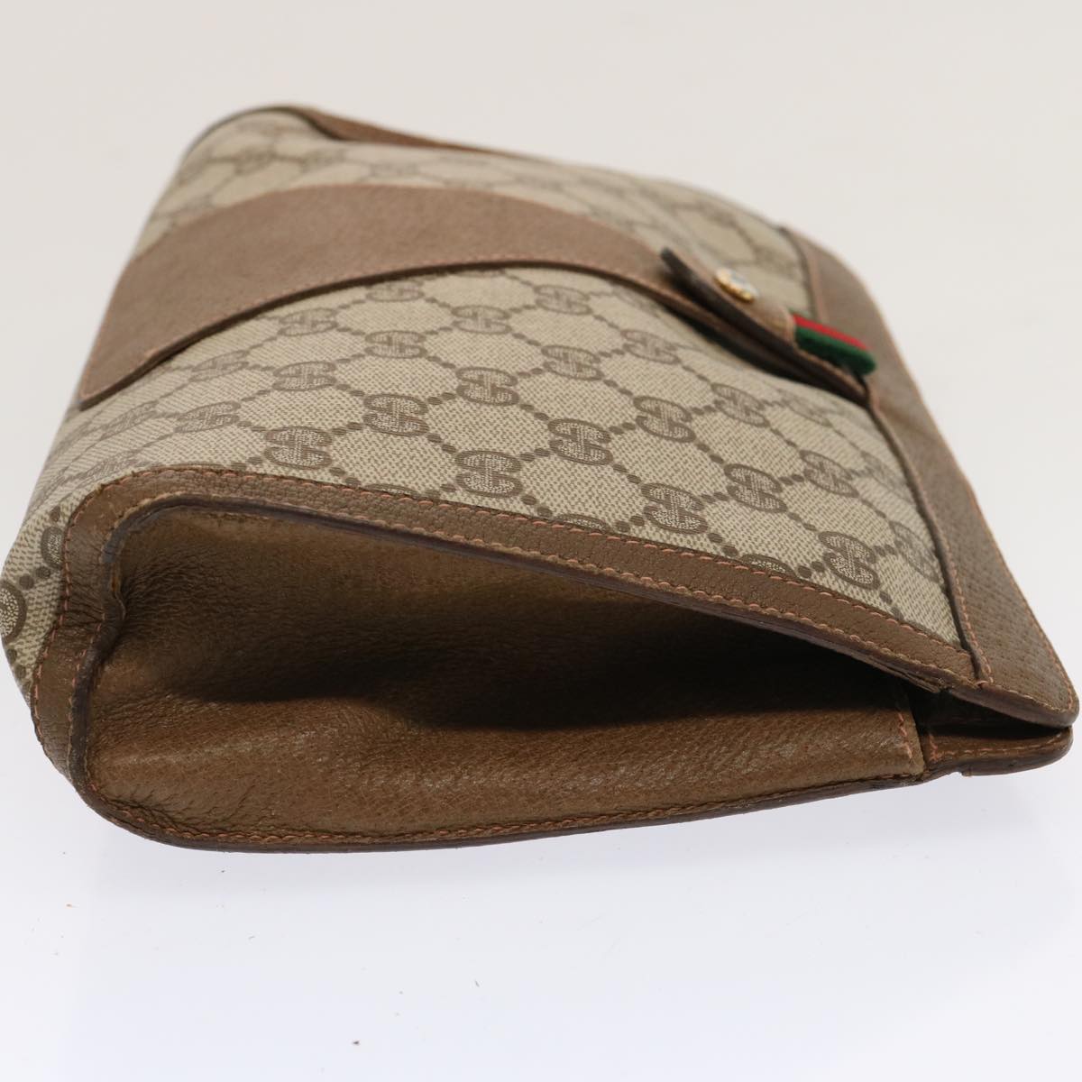 GUCCI GG Supreme Web Sherry Line Clutch Bag PVC Beige Red 89 01 033 70726