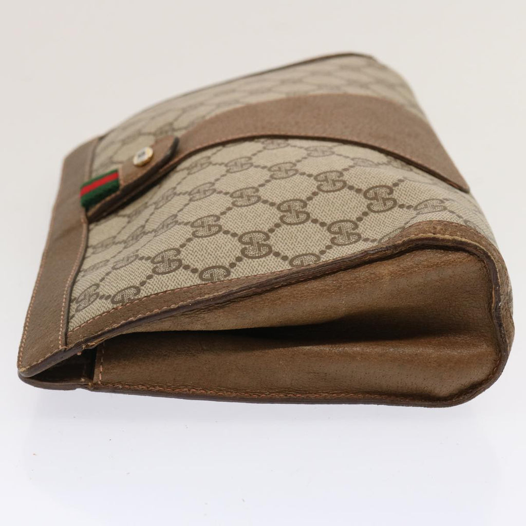 GUCCI GG Supreme Web Sherry Line Clutch Bag PVC Beige Red 89 01 033 70726