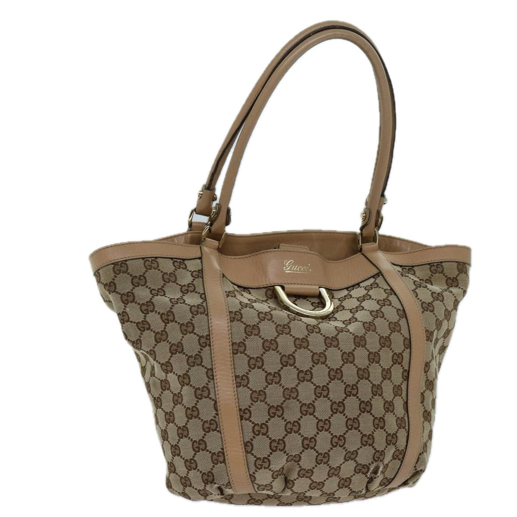 GUCCI GG Canvas Shoulder Bag Beige 211982 70870