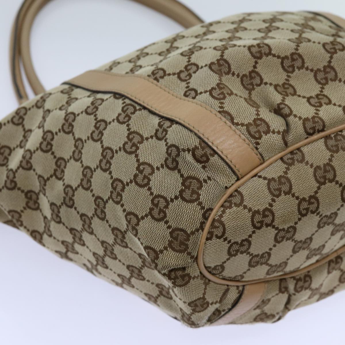 GUCCI GG Canvas Shoulder Bag Beige 211982 70870