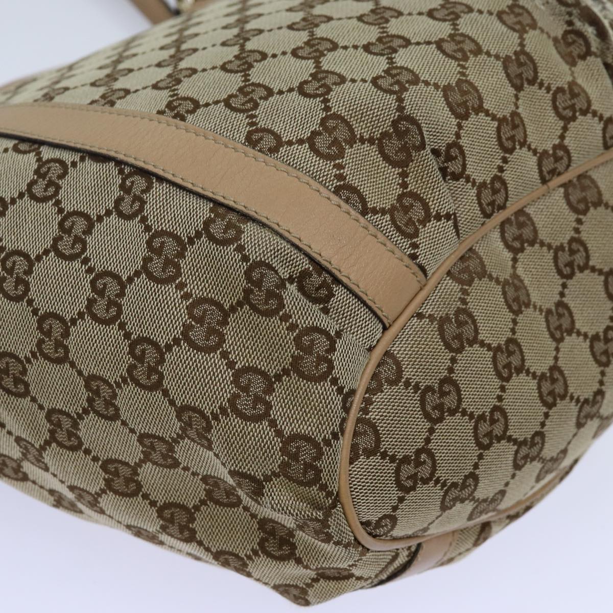 GUCCI GG Canvas Shoulder Bag Beige 211982 70870