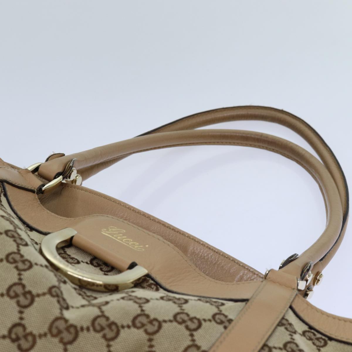 GUCCI GG Canvas Shoulder Bag Beige 211982 70870