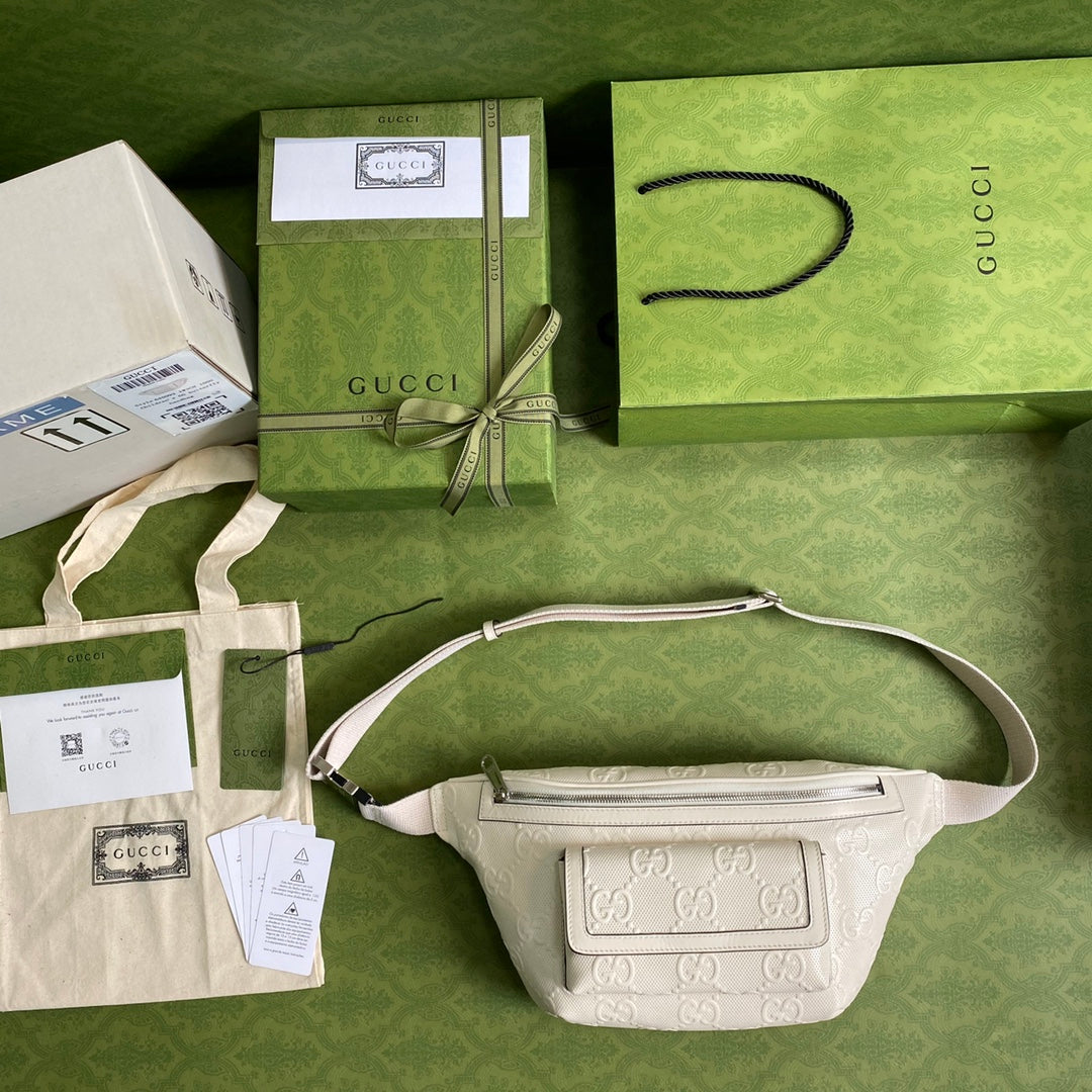 gg Embossed Belt Bag White gg Embossed For Men  11in/28cm gg