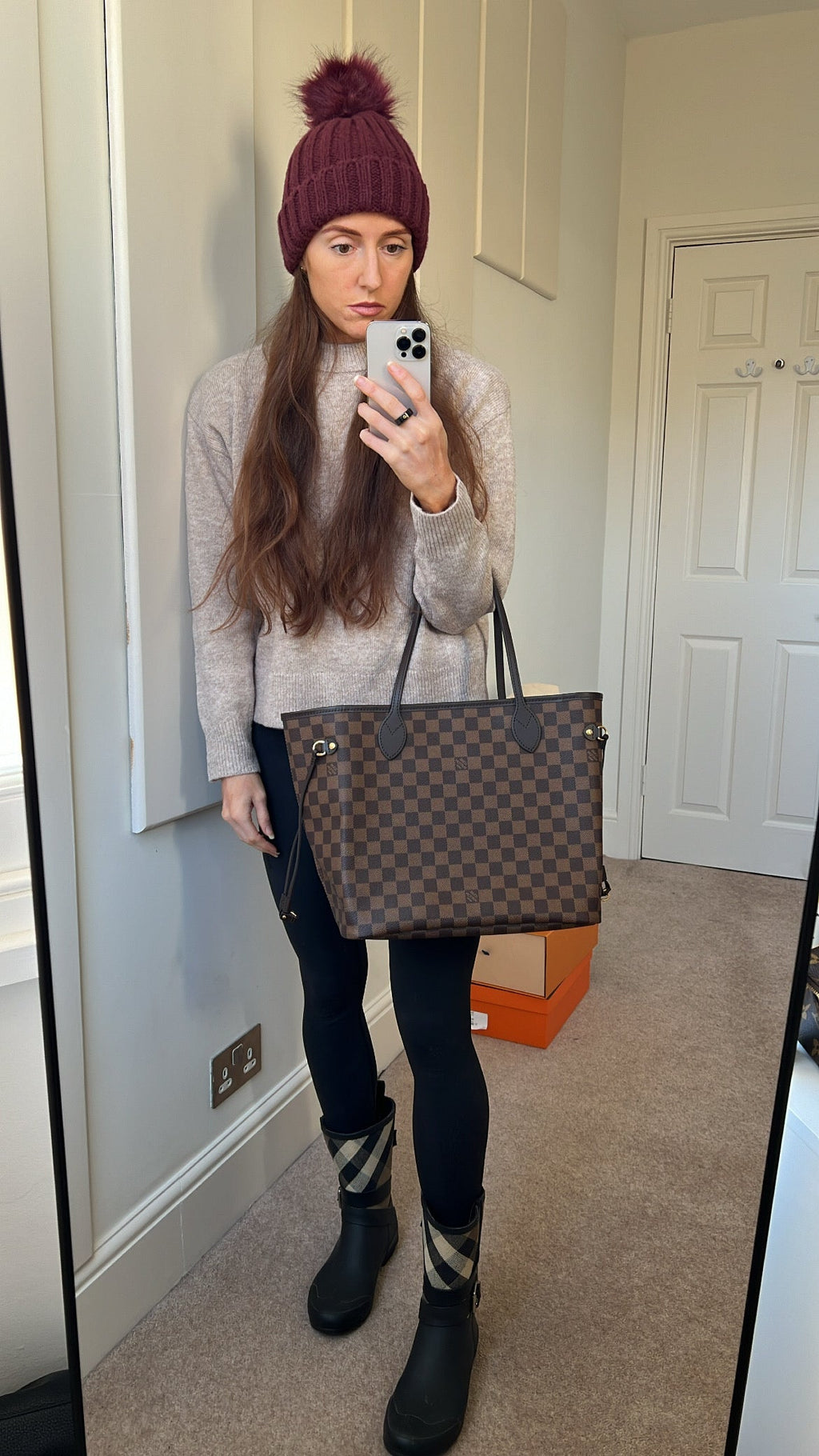 Louis Vuitton Neverfull MM Damier Ebene Rose Ballerine (RRP £1,410)