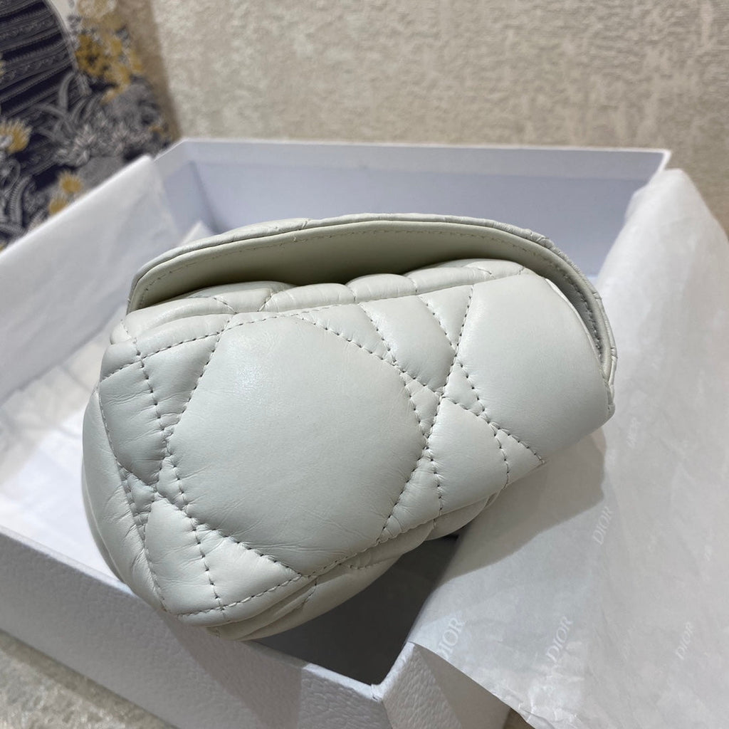 GLAMI Mini Caro Bag Latte Matte Padded Macrocannage, Latte White, For Women WomenÃ¢â‚¬â„¢s Handbags, Crossbody Bags, 20cm CD