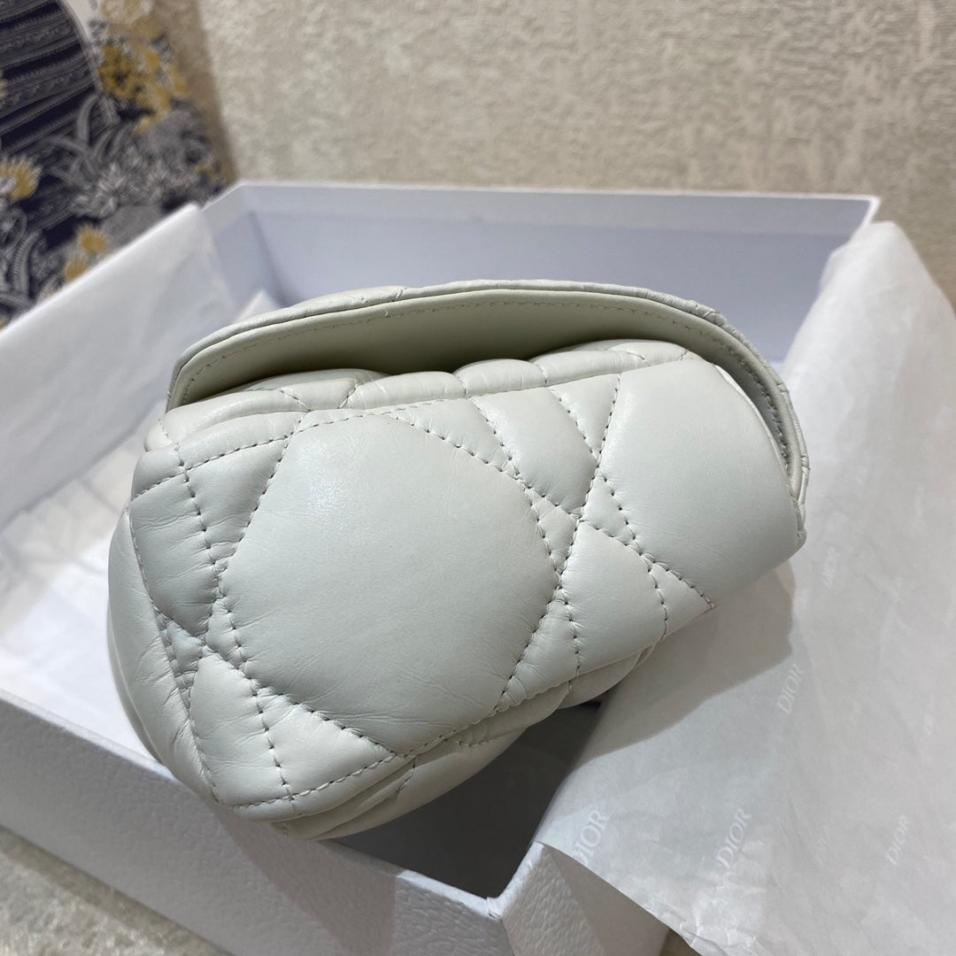 GLAMI Mini Caro Bag Latte Matte Padded Macrocannage, Latte White, For Women WomenÃ¢â‚¬â„¢s Handbags, Crossbody Bags, 20cm CD