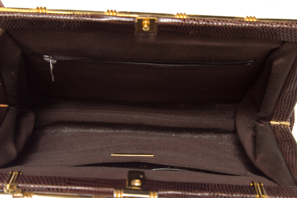 Judith Leiber Brown Snakeskin Cross-Body